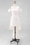 Mini robe de mariée blanche à épaules froides avec noeud