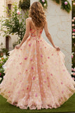 Fleur de champagne Corset à volants Une longue robe de bal avec fente