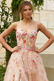Fleur d’ivoire Corset à volants longue robe de bal avec fente