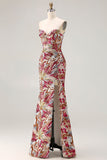 Fuchsia Florla Sirène Chérie Sequin Robe de bal longue taille plus size avec fente