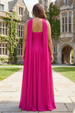 Robe de bal longue taille grande taille Fine-lin en fuchsia plissée A Sweetheart