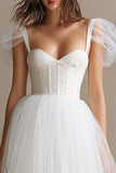 Corset blanc Robe de réception de mariage en tulle une ligne