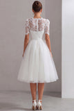 Robe de mariée de palais de justice en dentelle blanche à col haut