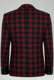 Rouge Noir Grille 2 pièces à revers cranté Tailleurs de bal pour hommes