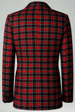Rouge Noir Plaid Cranté Revers 2 Pièces Costumes de Bal Hommes