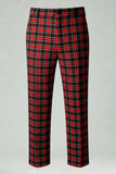 Rouge Noir Plaid Cranté Revers 2 Pièces Costumes de Bal Hommes