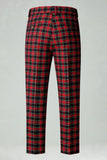 Rouge Noir Plaid Cranté Revers 2 Pièces Costumes de Bal Hommes