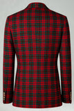 Rouge Noir Plaid Cranté Revers 2 Pièces Costumes de Bal Hommes