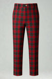 Rouge Noir Plaid Cranté Revers 2 Pièces Costumes de Bal Hommes