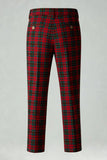 Rouge Noir Plaid Cranté Revers 2 Pièces Costumes de Bal Hommes