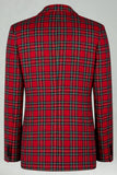 Rouge Noir Plaid Cranté Revers 2 Pièces Costumes de Bal Hommes