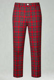 Rouge Noir Plaid Cranté Revers 2 Pièces Costumes de Bal Hommes