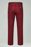 Rouge Noir Plaid Cranté Revers 2 Pièces Costumes de Bal Hommes