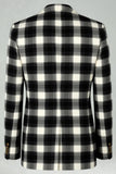 Noir Blanc Grille 2 pièces à revers cranté simple boutonnage costumes de bal pour hommes