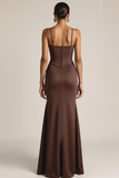 Corset maxi à fronçages en sirène marron