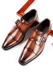 Chaussures de fête en cuir marron à enfiler pour hommes