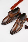 Chaussures de mariage en cuir marron à enfiler pour hommes