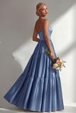 Robe de bal longue en satin à épaules dénudées, robe de bal longue en satin à manches amovibles
