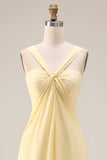 Sorbet au citron Une robe longue longue de demoiselle d’honneur décapotable en chiffon A Line