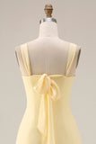 Sorbet au citron Une robe longue longue de demoiselle d’honneur décapotable en chiffon A Line