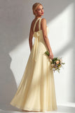 Sorbet au citron Une robe longue longue de demoiselle d’honneur décapotable en chiffon A Line
