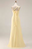 Sorbet au citron Une robe longue longue de demoiselle d’honneur décapotable en chiffon A Line