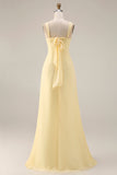 Sorbet au citron Une robe longue longue de demoiselle d’honneur décapotable en chiffon A Line