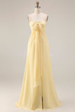 Sorbet au citron Une robe longue longue de demoiselle d’honneur décapotable en chiffon A Line