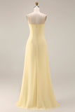 Sorbet au citron Une robe longue longue de demoiselle d’honneur décapotable en chiffon A Line