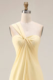 Sorbet au citron Une robe longue longue de demoiselle d’honneur décapotable en chiffon A Line