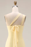 Sorbet au citron Une robe longue longue de demoiselle d’honneur décapotable en chiffon A Line