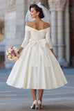 Corset ivoire robe midi décollée avec nœud détachable