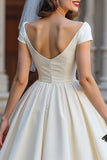 Robe de mariée courte ivoire avec nœud de la Shouder