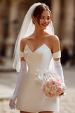 Corset de mariée court en satin ivoire sans bretelles sans gants