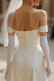 Corset de mariée court en satin ivoire sans bretelles sans gants