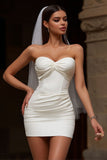 Robe courte de mariée Sweetheart Corset Bodycon Ivory