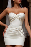 Robe courte de mariée Sweetheart Corset Bodycon Ivory