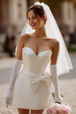 Robe courte de mariée Sweetheart Ivory Bodycon (sans gants)