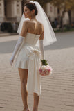 Robe courte de mariée Sweetheart Ivory Bodycon (sans gants)