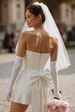 Robe courte de mariée Sweetheart Ivory Bodycon (sans gants)