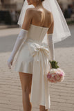 Robe courte de mariée Sweetheart Ivory Bodycon (sans gants)