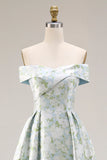Robe de bal longue en satin à motif A-line dénudé épaule décalée et fente
