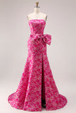 Robe de bal de bal longue à fente longue en fente florale fûche en fête fête en fête de promo en fête de promo sans bustiers