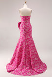 Robe de bal de bal longue à fente longue en fente florale fûche en fête fête en fête de promo en fête de promo sans bustiers