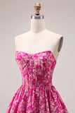 Corset Jacquard sans bretelles en fleur fluminse, robe longue de bal en ligne A