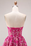 Corset Jacquard sans bretelles en fleur fluminse, robe longue de bal en ligne A