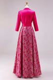 Fuchsia Fleur Une ligne en satin longue robe mère de la mariée avec nœud pappillon