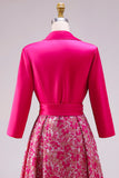 Fuchsia Fleur Une ligne en satin longue robe mère de la mariée avec nœud pappillon