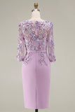Robe midi Mother of the Bride Mother of the Bride à col bateau bleu clair avec un col en fusil et manches 3/4