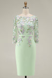 Robe midi Mother of the Bride Mother of the Bride à col bateau bleu clair avec un col en fusil et manches 3/4
